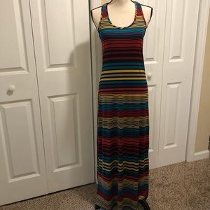 Vibrant Striped & Stretchy Maxi Dress